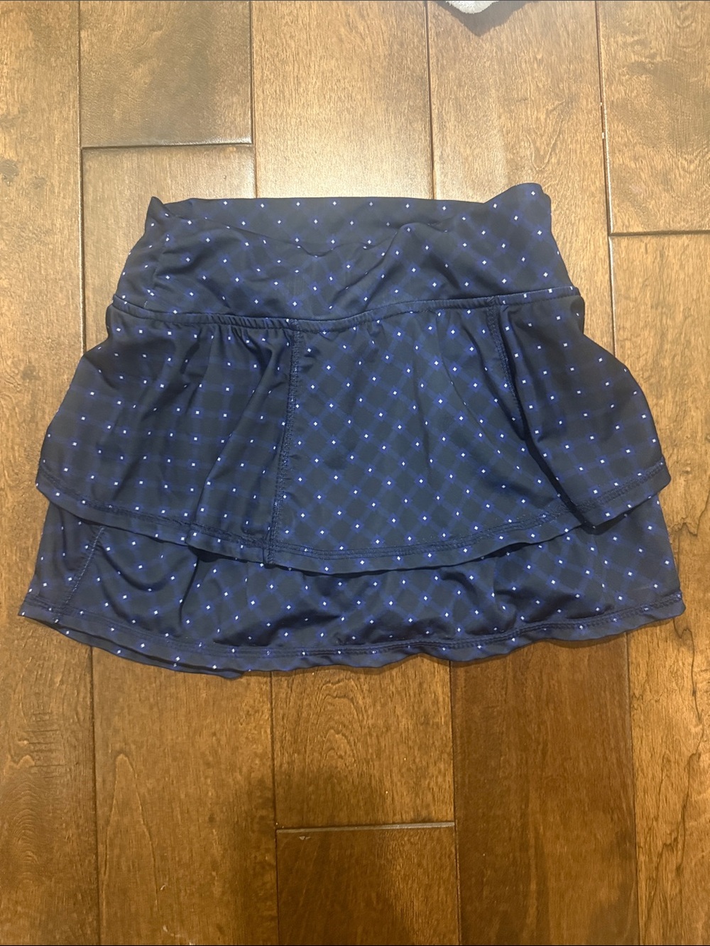 Girls' Navy Blue Pull-On Skirt with Small Dot Print